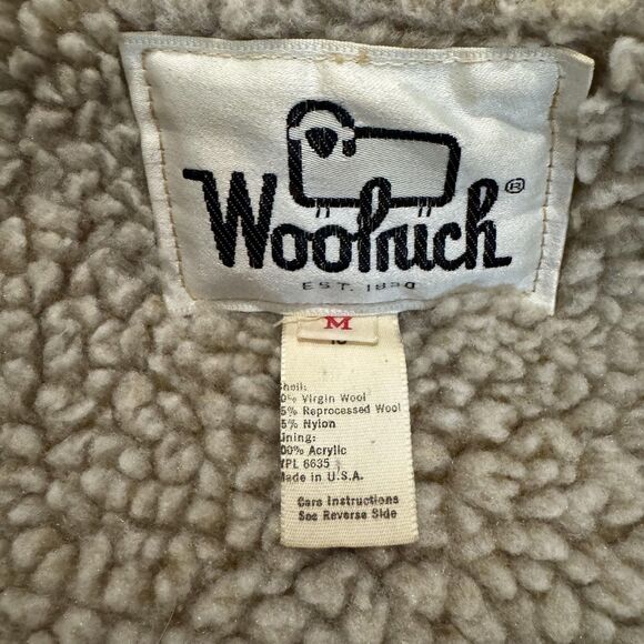 VTG 60s Woolrich Vest Size M Khaki Sherpa Lined Wool Blend Snap Made USA outdoor - Picture 4 of 8